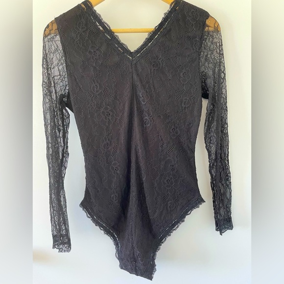 Black stretch lace bodysuit. - Picture 3 of 3